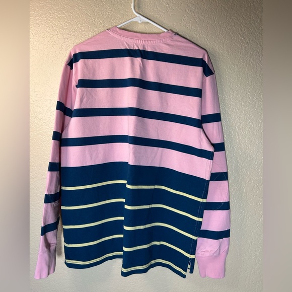 J. Crew Pink and Navy Crew Neck Shirt SIZE LARGE - Picture 4 of 8